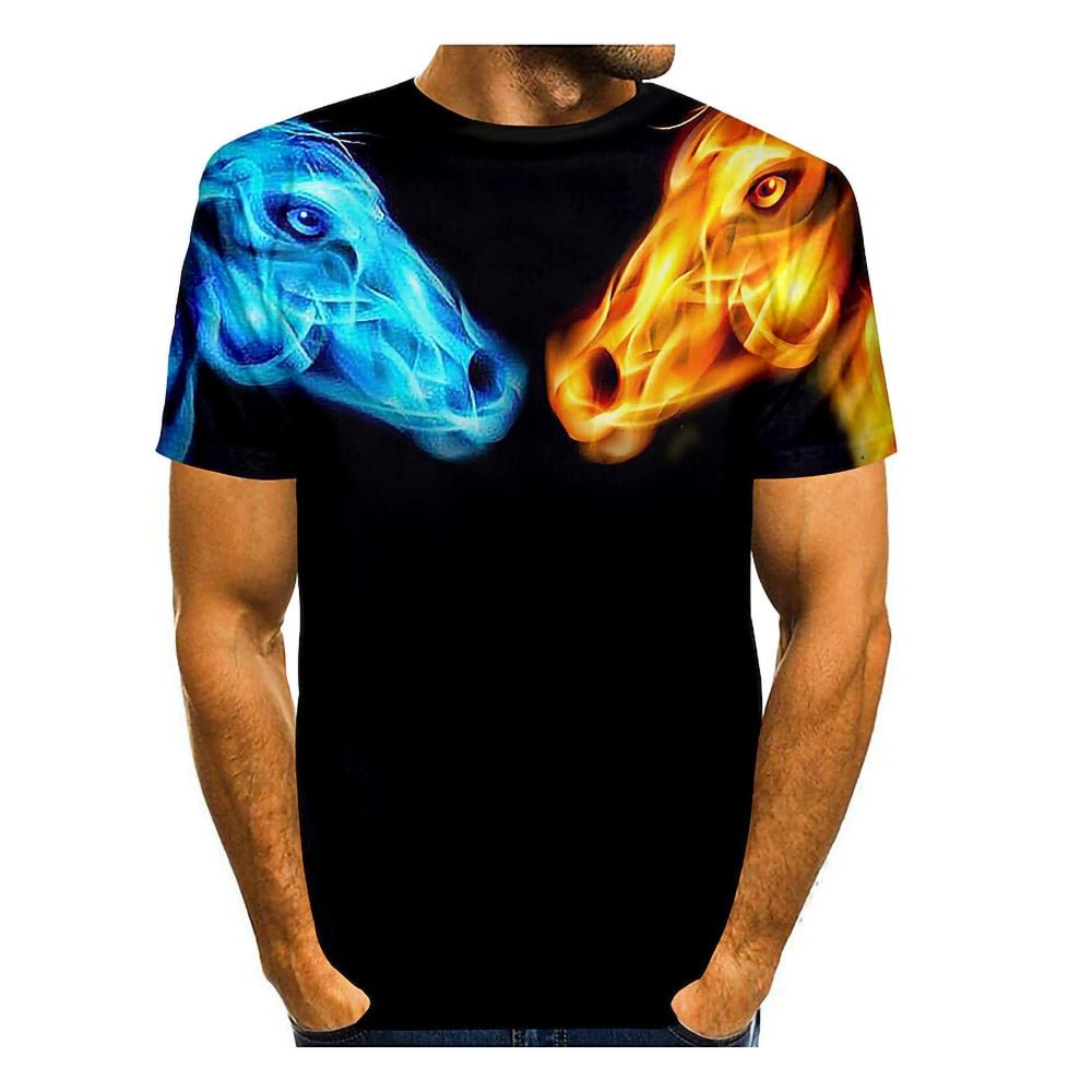 3D Graphic Short Sleeve Shirts Horse