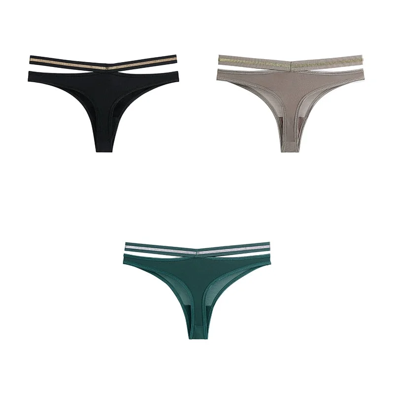 3pcs Seamless Underwear For Woman Sexy Thongs Women's Lingerie Bikini Sports Female Panties Ice Silk Woman Intimates BANNIROU