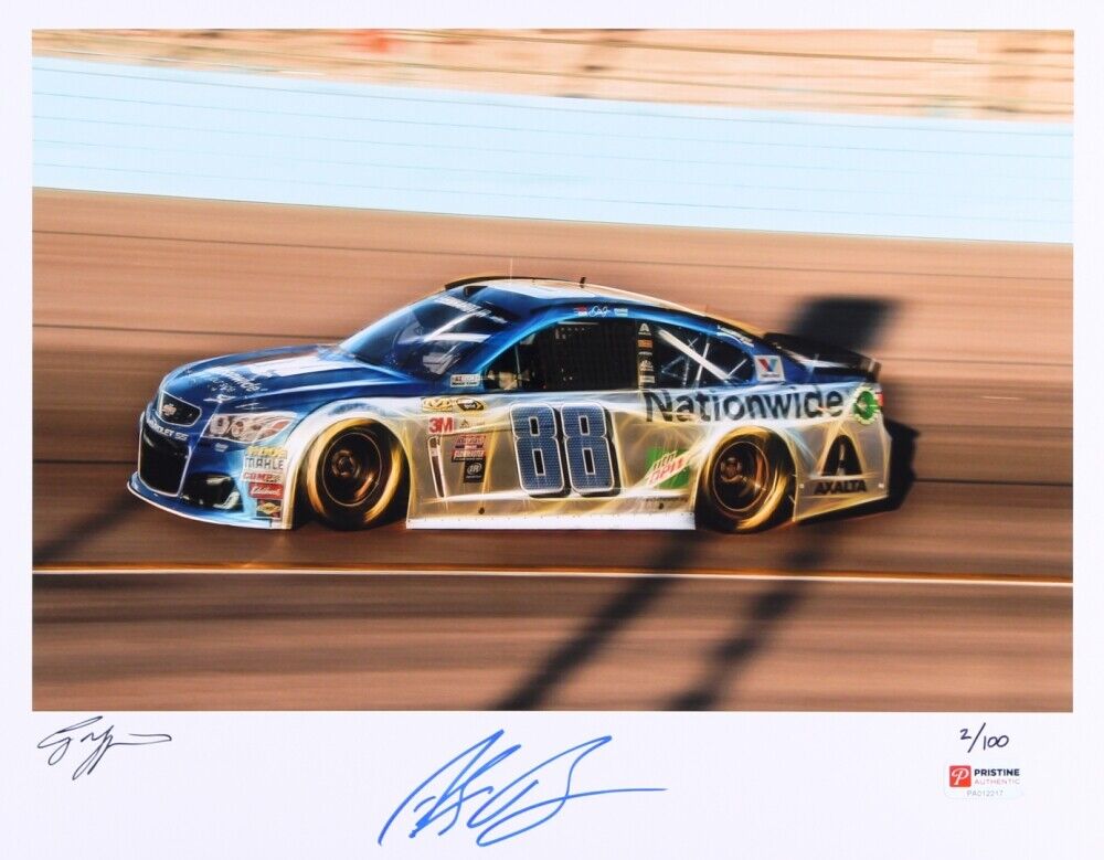 Alex Bowman & Corey Grapevine Signed NASCAR #88 11x14 Racing Photo Poster painting #94/100 PACOA