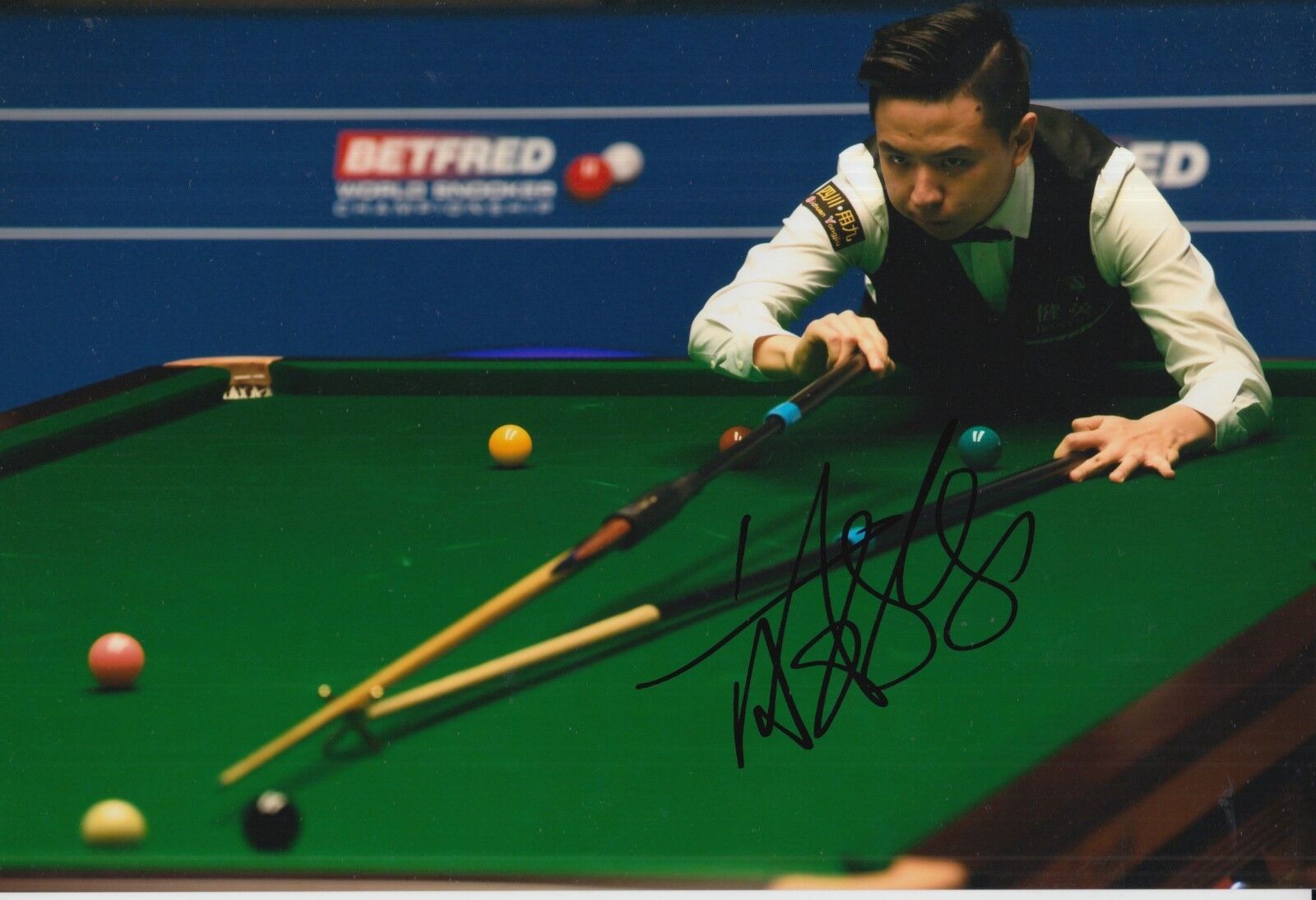 XIAO GUODONG HAND SIGNED 12X8 SNOOKER Photo Poster painting 2.