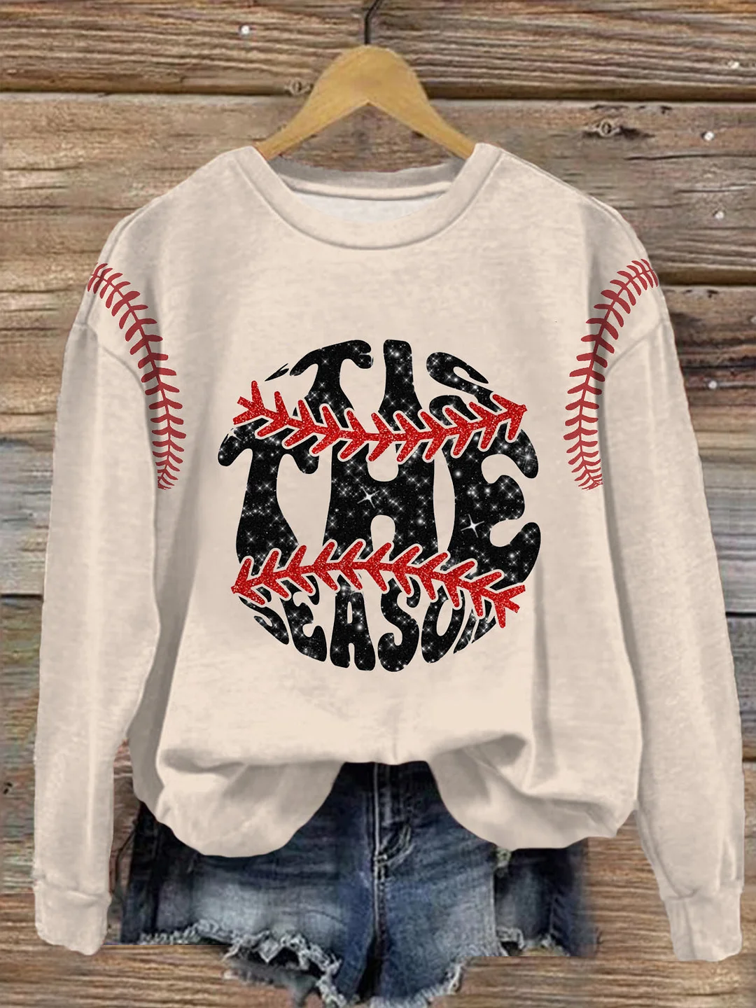 Baseball Mom Printed Long Sleeve Casual Top