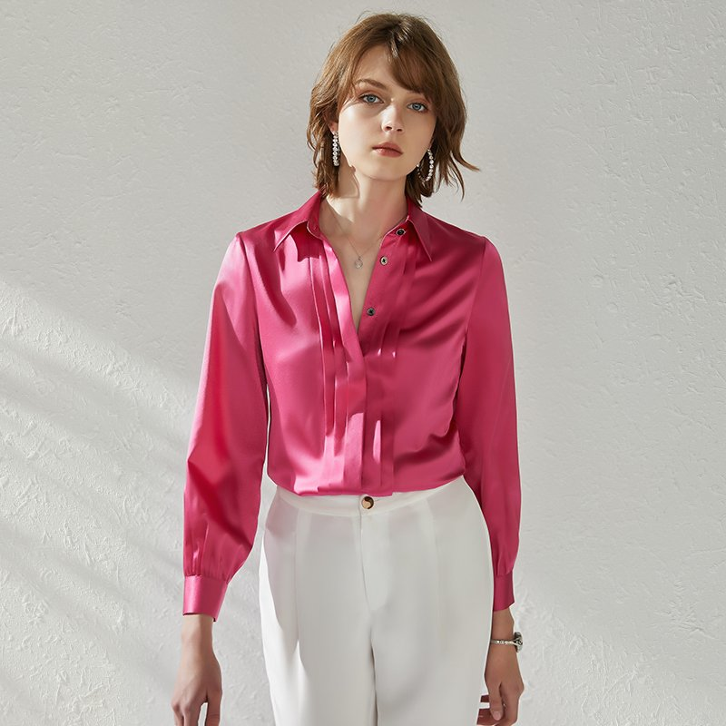 Rosy Pink Silk Shirt Front View