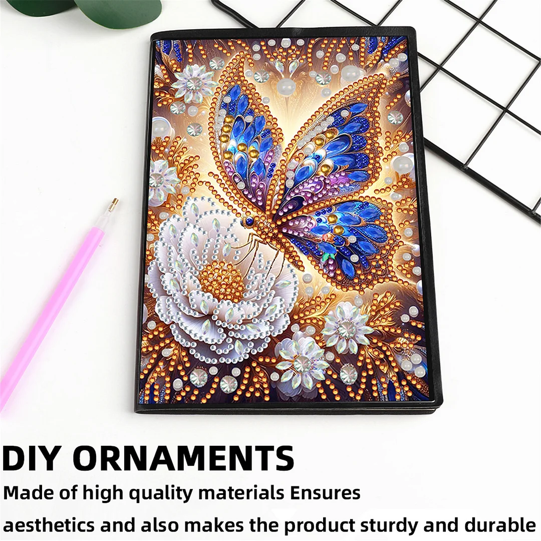 DIY Flower Diamond Painting Journals Notebooks 50 Pages A5 No Lines Special Shaped Diamond Art Kits for Beginners Craft Lovers and Artists (Butterflies Flowers)