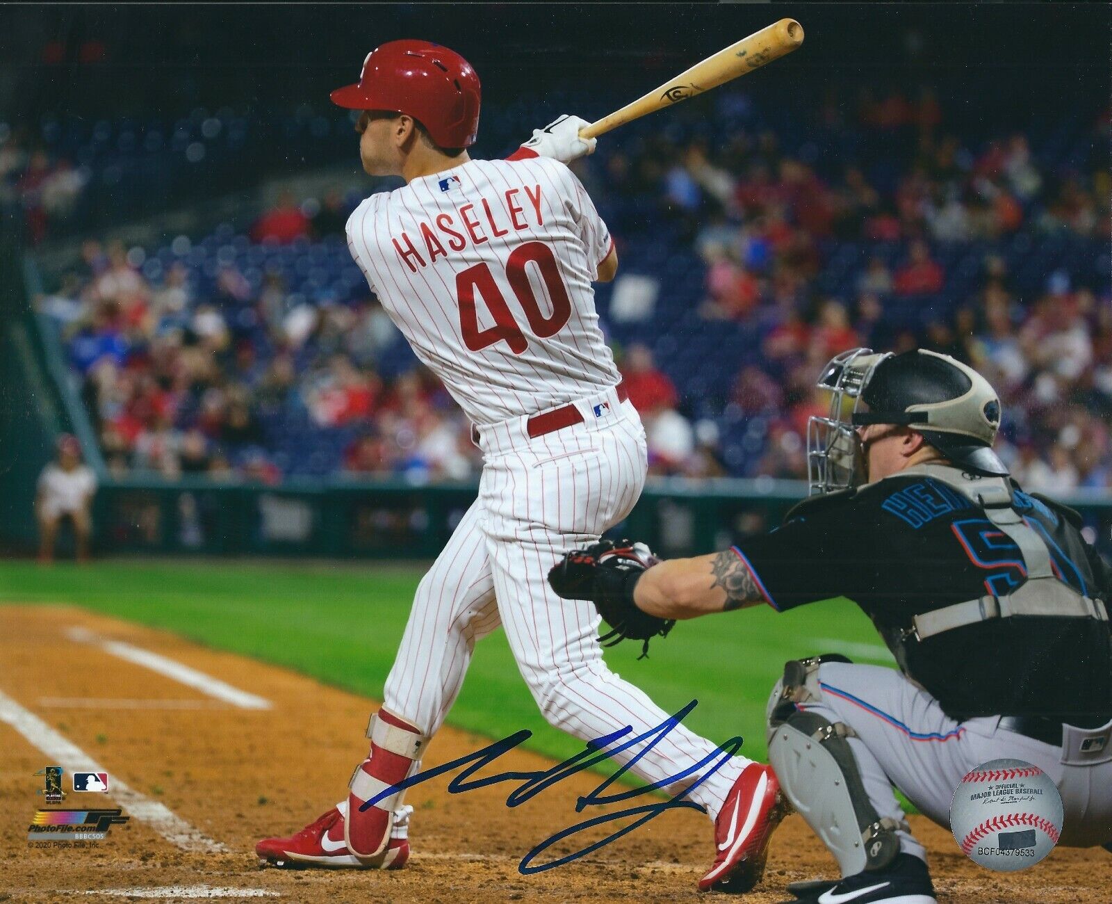 Autographed ADAM HASELEY 8x10 Philadelphia Phillies Photo Poster painting w/COA