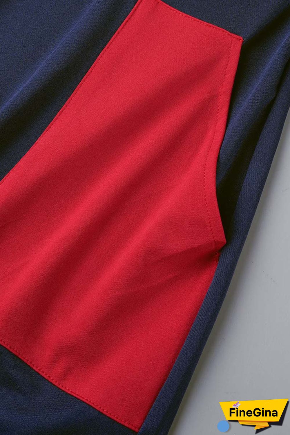 Blue Red Casual Print Patchwork Contrast Hooded Collar Plus Size Romper