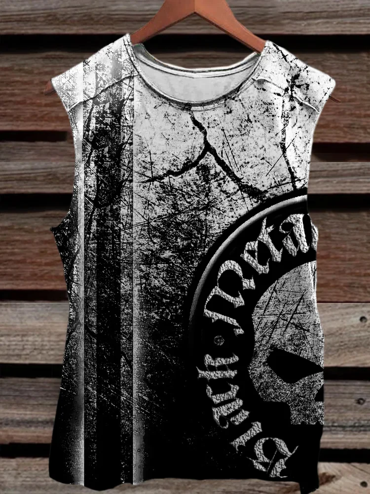 Comstylish Black Metal Skull Art Men's Tank Top