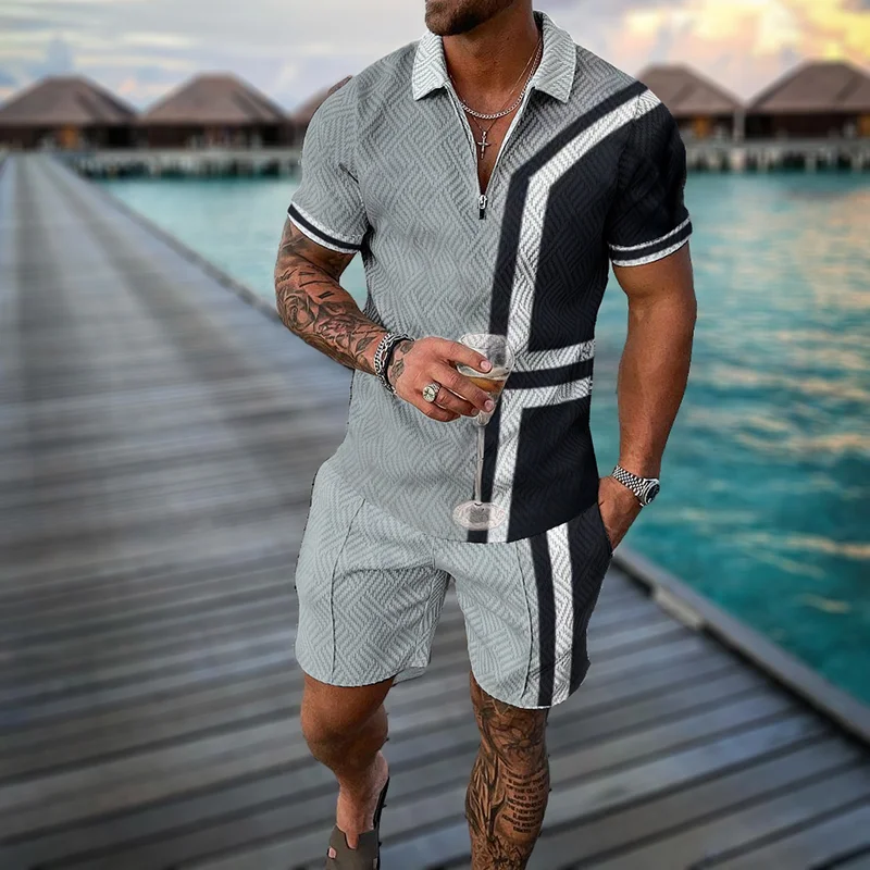 Simple And Stylish Polo Shirt And Shorts Two-Piece Set