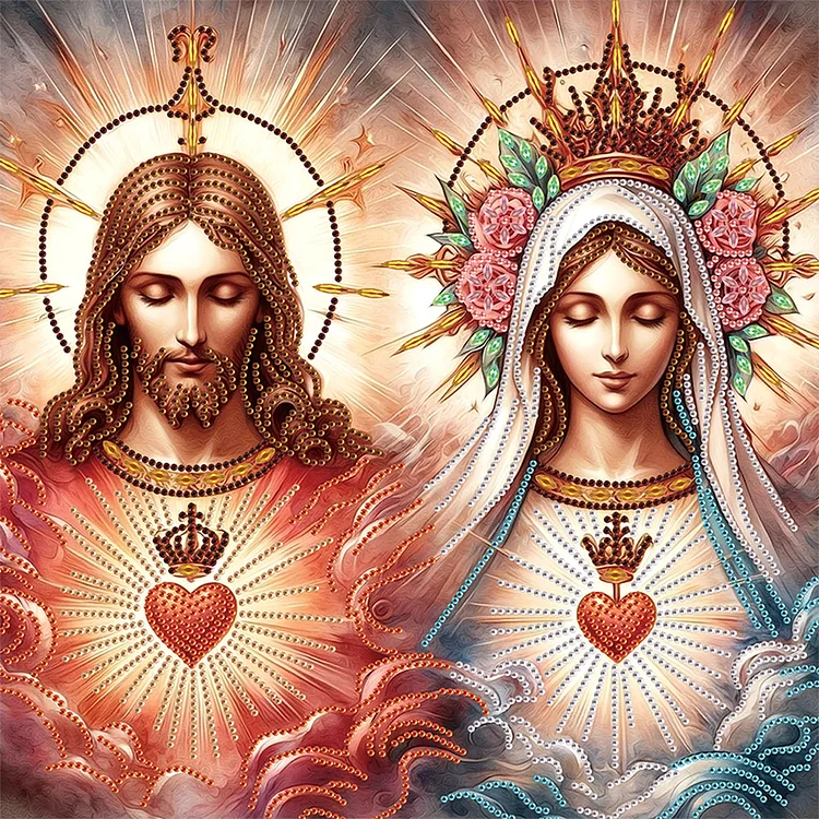 Partial Special-shaped Diamond Painting - Religion Jesus And The Virgin Mary 40*40CM
