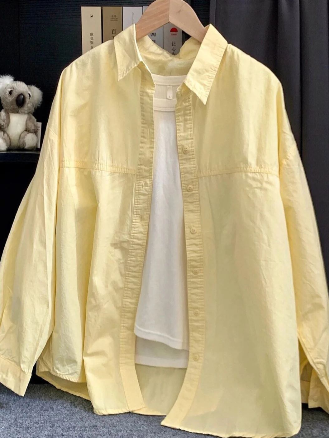 Athvotar Athvotar Pink Folded Long-Sleeved Shirt Coat Women's Spring Thin Loose BF Lazy Wind Long Casual Top