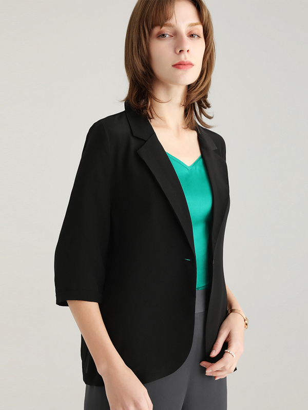 Commuting Black Silk Blazer