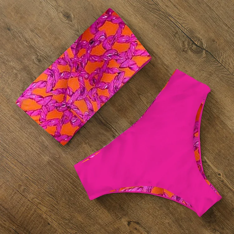Reversible Printed Bikini Swimsuit