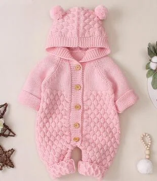 Baby Girl Romper Knitted Newborn Baby Clothes Romper With Hat Infant Toddler Jumpsuit For Kids Cotton Toddler Boys Jumpsuit