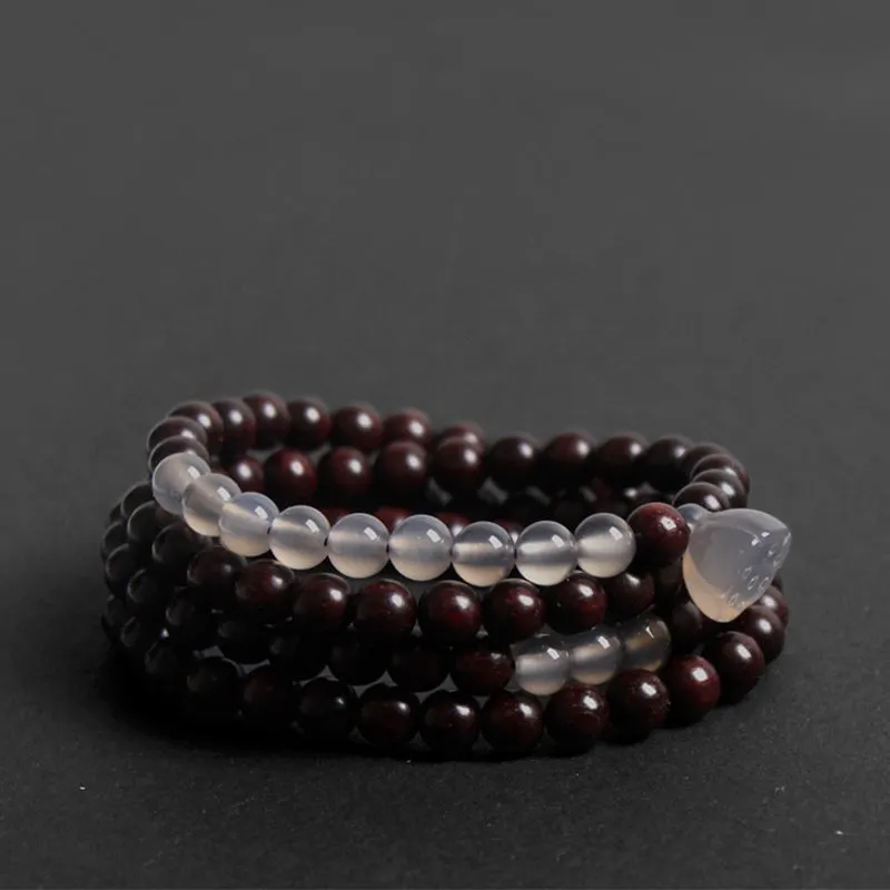 Tibetan Small Leaf Red Sandalwood Lotus Balance Necklace Bracelet