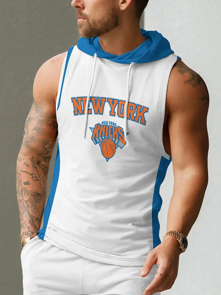 New York Knicks Men's Casual Comfy Sleeveless Hooded Tank Top