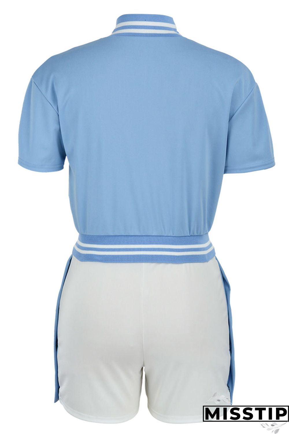 Green Fashion Casual Letter Embroidery Patchwork Short Sleeve Two Pieces