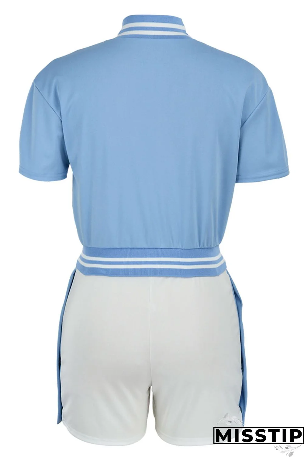 Green Fashion Casual Letter Embroidery Patchwork Short Sleeve Two Pieces