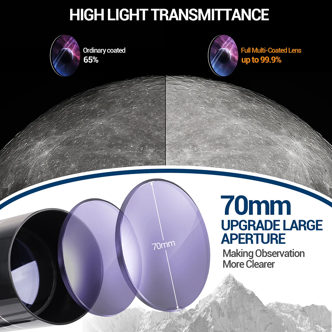 BEBANG Telescope for Adults Astronomy,70mm Aperture 400mm AZ Mount Refractor Telescope for Kids Beginners, Portable Telescope with Tripod,Carry Bag, Phone Adapter