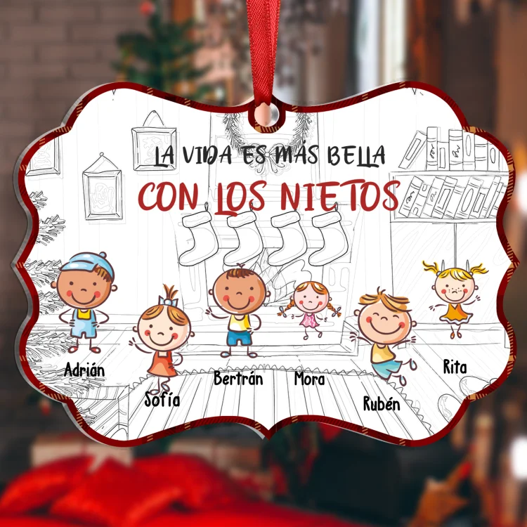 Navidad-Ornamentos navideños de acrílico vida con los nietos 1-10 nombres personalizados