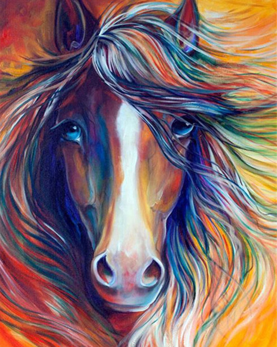 DIY Painting By Numbers | Colorful horse head