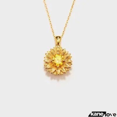 Sunflower Shape 18K Gold-Plated Pendant Necklace