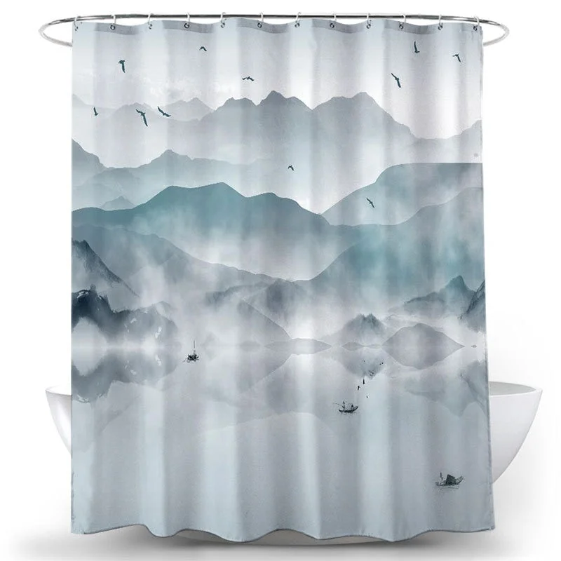 Flower Bird Shower Curtains Waterproof Bathroom Decor 3D Printed Fabric with Hooks Decoration Shower Curtain