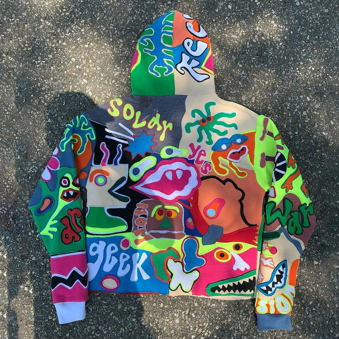 Personalized street style men's funny long-sleeved hooded sweatshirt