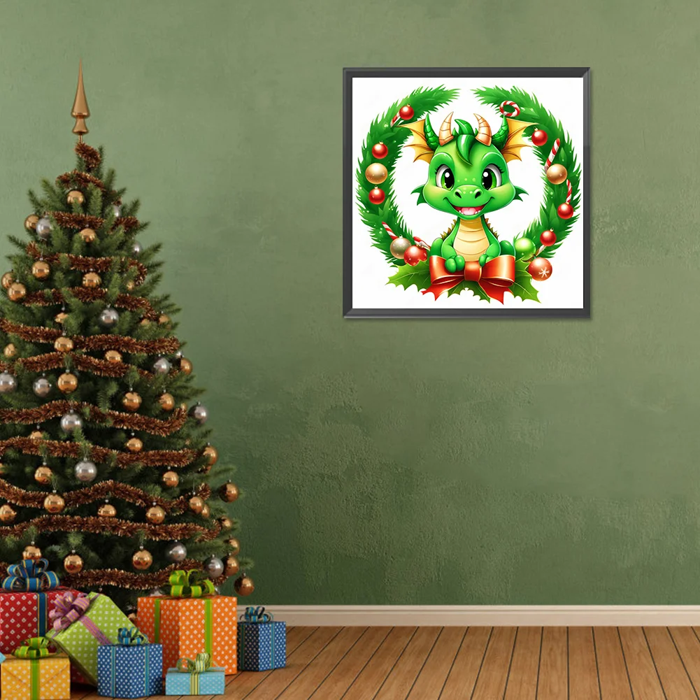 Full Round Diamond Painting 30*30cm - Dragon In The Wreath