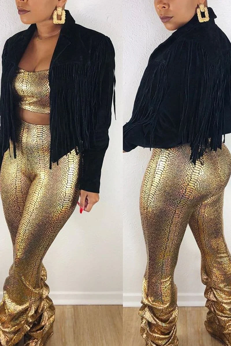 Casual Fringed Long Sleeve Coat