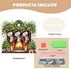 Diamond Painting Wooden Fireplace Green Stockings Table Ornament