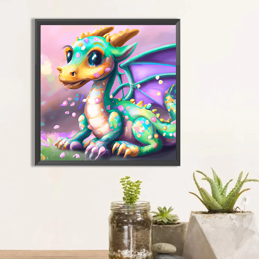 Full Round Diamond Painting 30*30cm - Cartoon Pterosaur