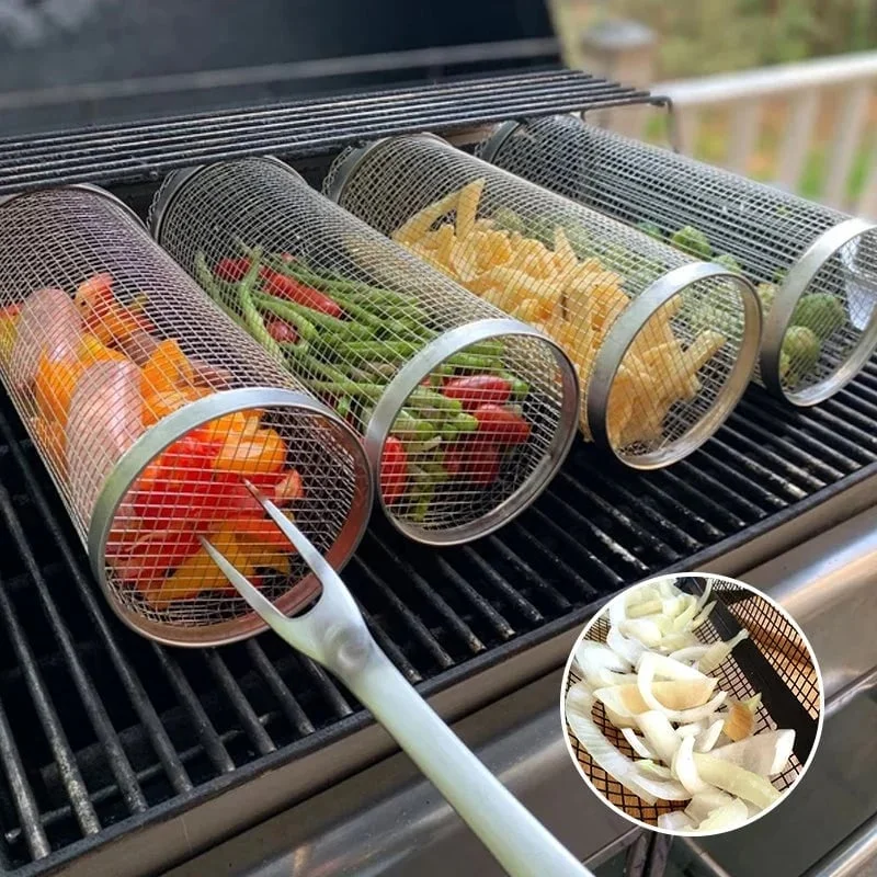 BBQ Grill Basket Camping Picnic Family Dinner Must -Have
