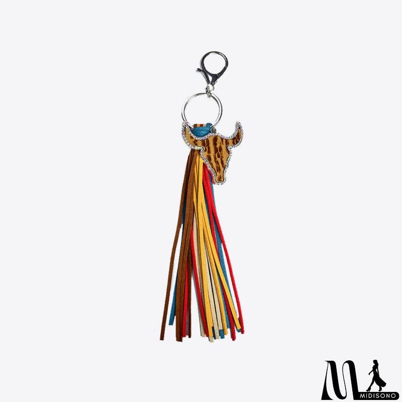 MidiSono - Rhinestone Bull Keychain with Tassel