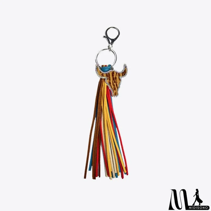 MidiSono - Rhinestone Bull Keychain with Tassel