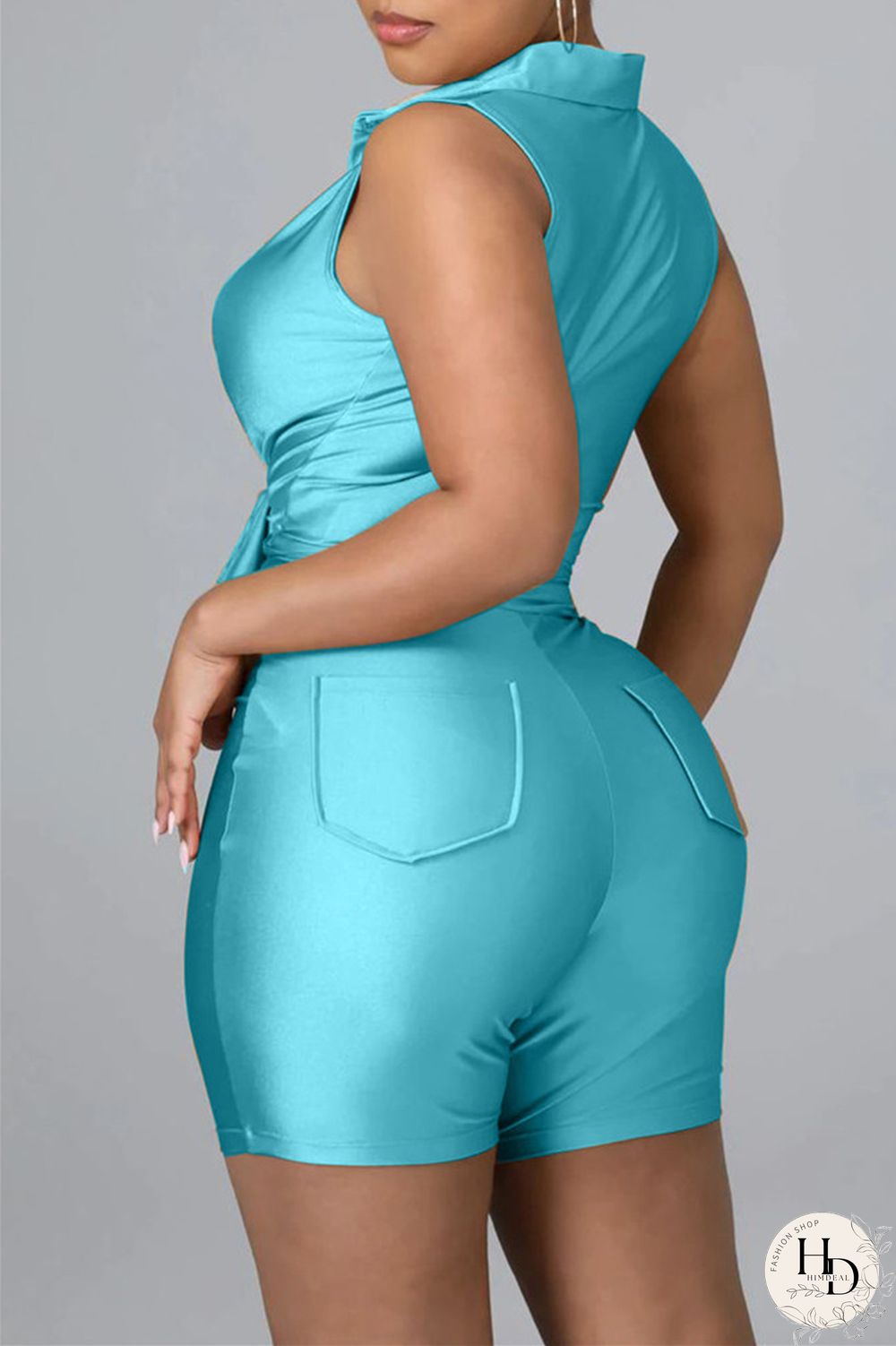 Black Fashion Casual Solid Basic Turndown Collar Sleeveless Two Pieces