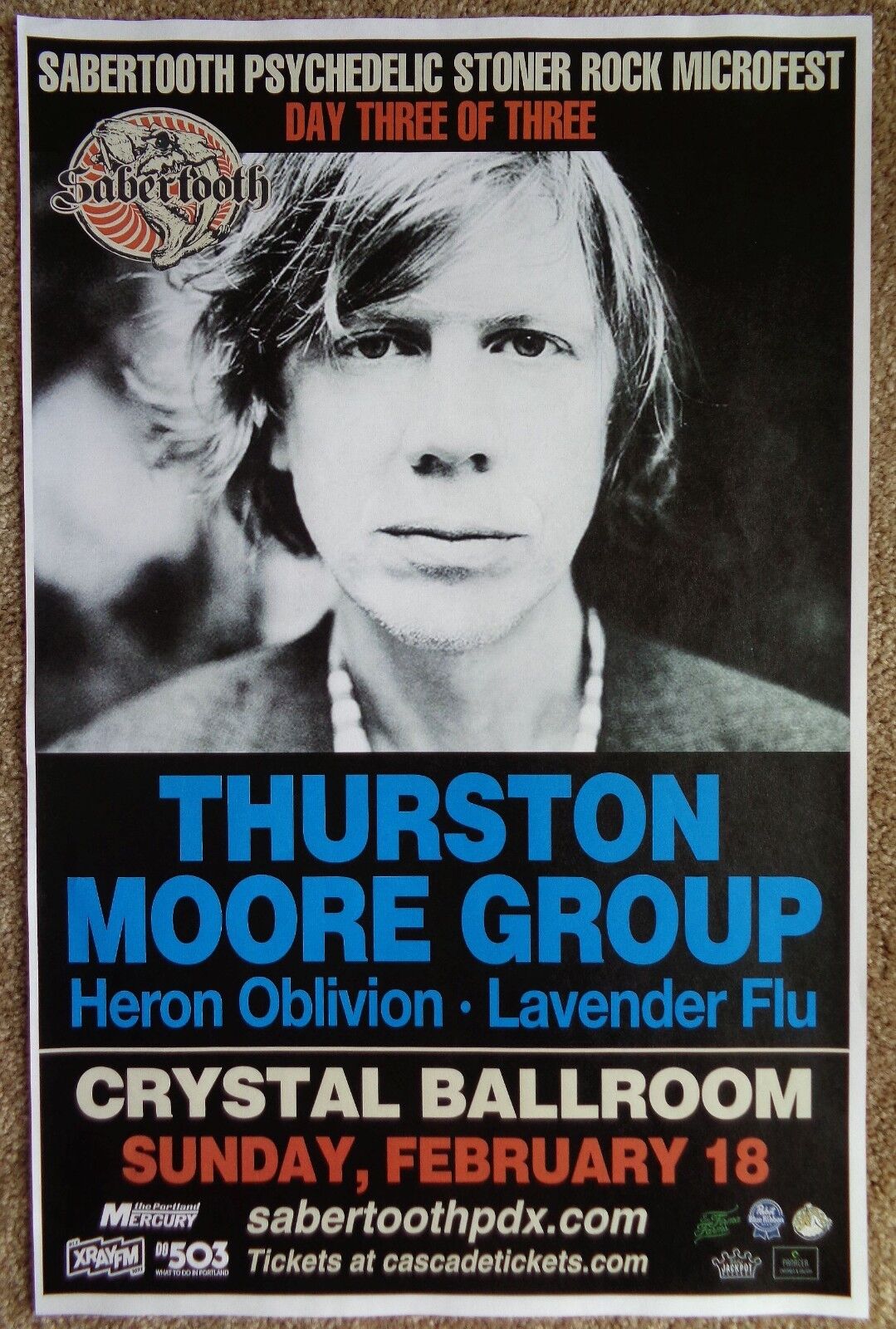 THURSTON MOORE 2018 Gig POSTER Sonic Youth Portland Oregon Sabertooth Microfest