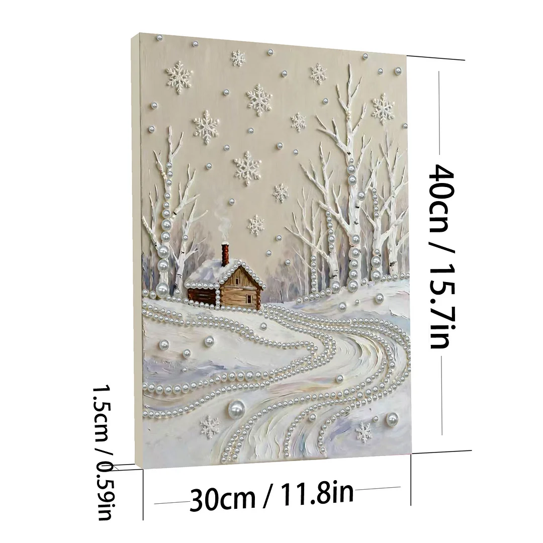 Snowy Field DIY Pearl Diamond Art Kits for Adults Home Decor With Frame 30x40cm