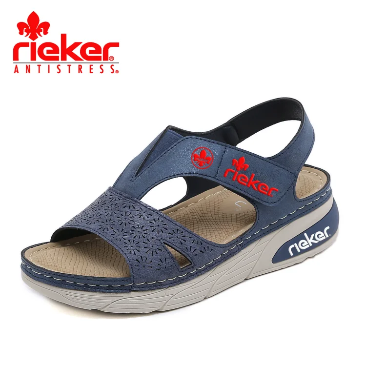 Skórzane sandały damskie RIEKER® 2024 z podbiciem