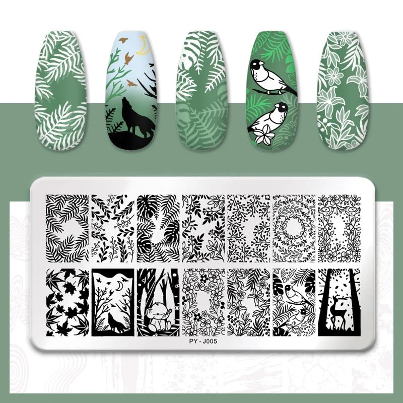 PICT YOU Flower Nail Stamping Plates Line Pictures Nail Art Plate Stamp Template Marble Leaves Image Printing Plates Nail Tools-Nail Inspo