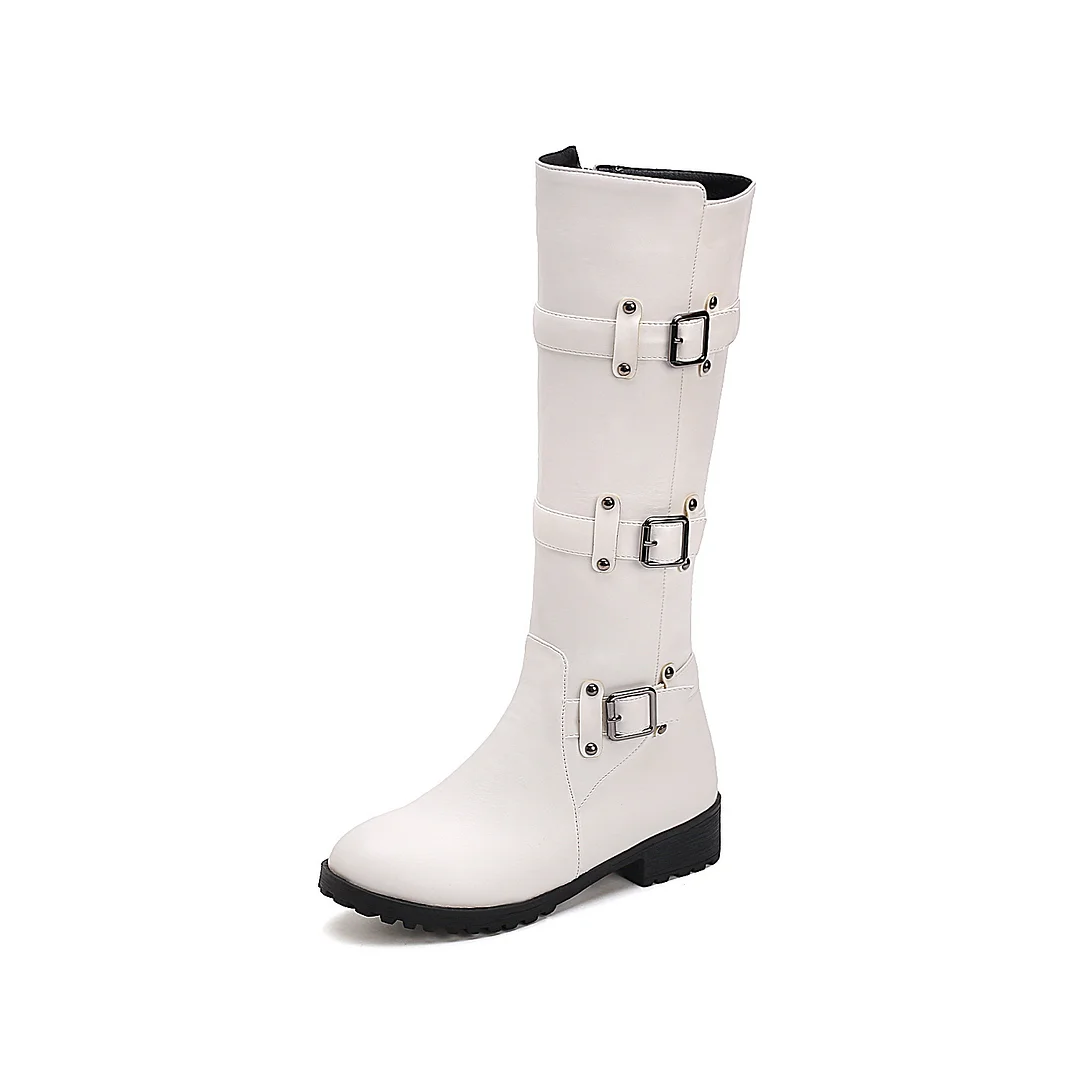 Tanguoant Tanguoant Button Big Martin Boot Side Zip High Boot H8-1