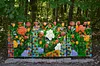 Colorful Metal 3-Panel Butterfly and Flower Garden Screen
