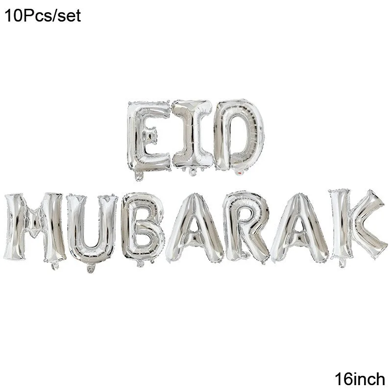 1Set Eid Mubarak Balloons Moon Star Ramadan Kareem Decoration Helium Foil Globos Banners Muslim Islamic Festival Party DIY Decor