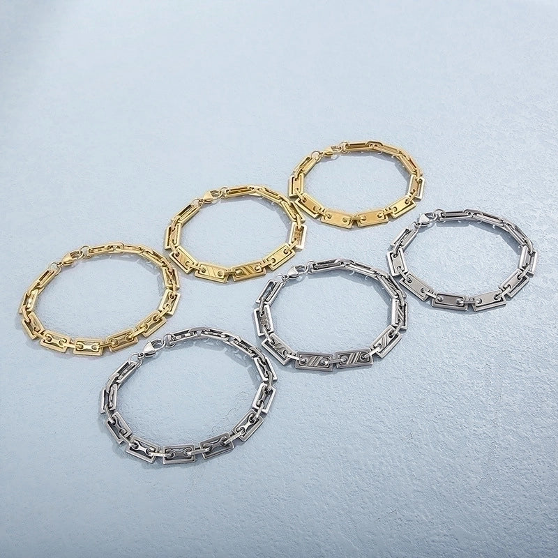 Elegant Geometric Solid Color Titanium Steel 18K Gold Plated Bracelets In Bulk