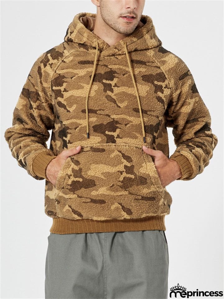 Men's Casual Hooded Camouflage Print Loose Winter Sweatshirt