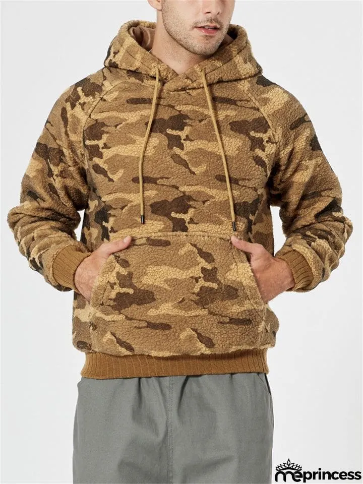 Men's Casual Hooded Camouflage Print Loose Winter Sweatshirt