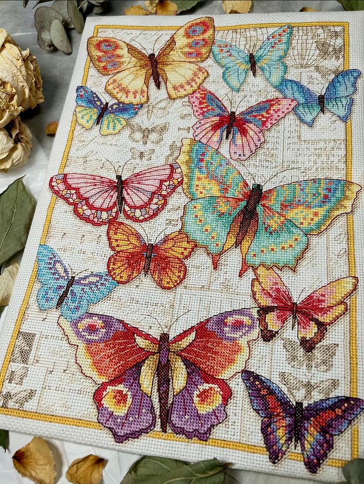 Stamped Cross Stitch Kits for Adults Beginner-Counted Cross Stitch Kit  Dragonfly by The Tree 11CT Pre-Printed Pattern Fabric Embroidery Crafts