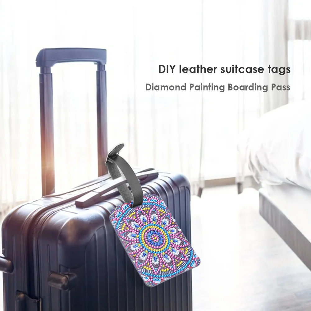 DIY Special Shaped Diamond Painting Mandala Leather Luggage Boarding Pass