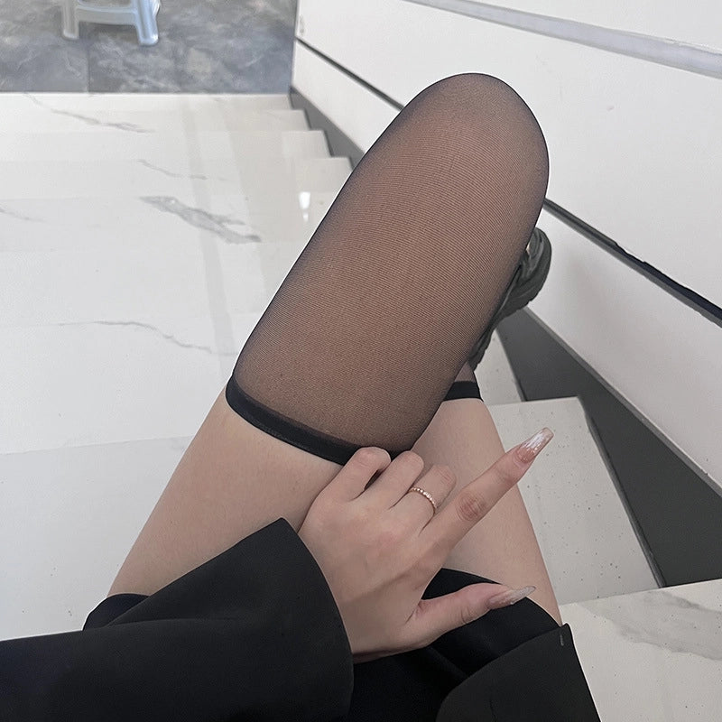Ultra-thin JK Black Silk Over-the-Knee Socks Summer Sexy Spice Girls Long Thigh Socks Silk Stockings Black Transparent Medium Socks