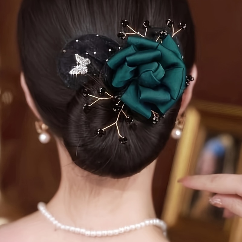 Stylish Hair Accessories, Flower Decorative Hair Bun Maker, Sparkling Rhinestone Twist Hair Clip, Vintage Hair Styling Accessories For Women And Girls
