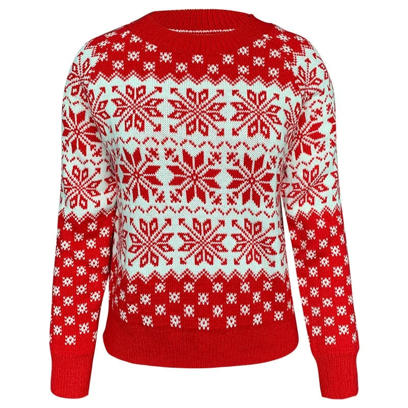 Sweater Top Jumper Knitwear Hot Christmas Santa Claus Xmas Printing Long Sleeve O-neck Christmas Knitting Pullover Women Sweater