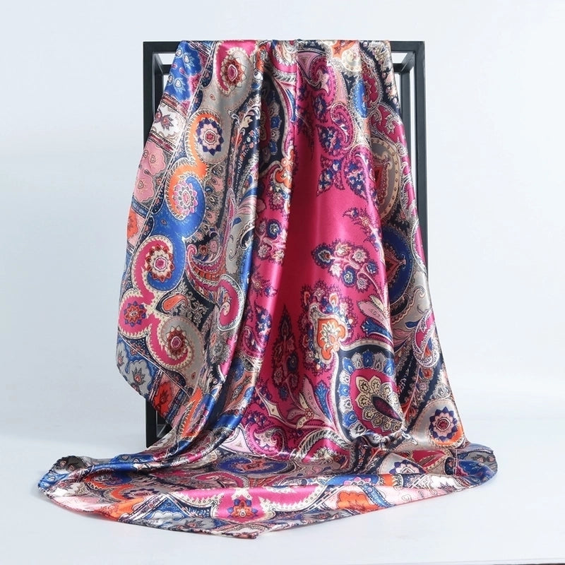 Women’s Minimalist Flower Satin Printing Scarves & Gloves